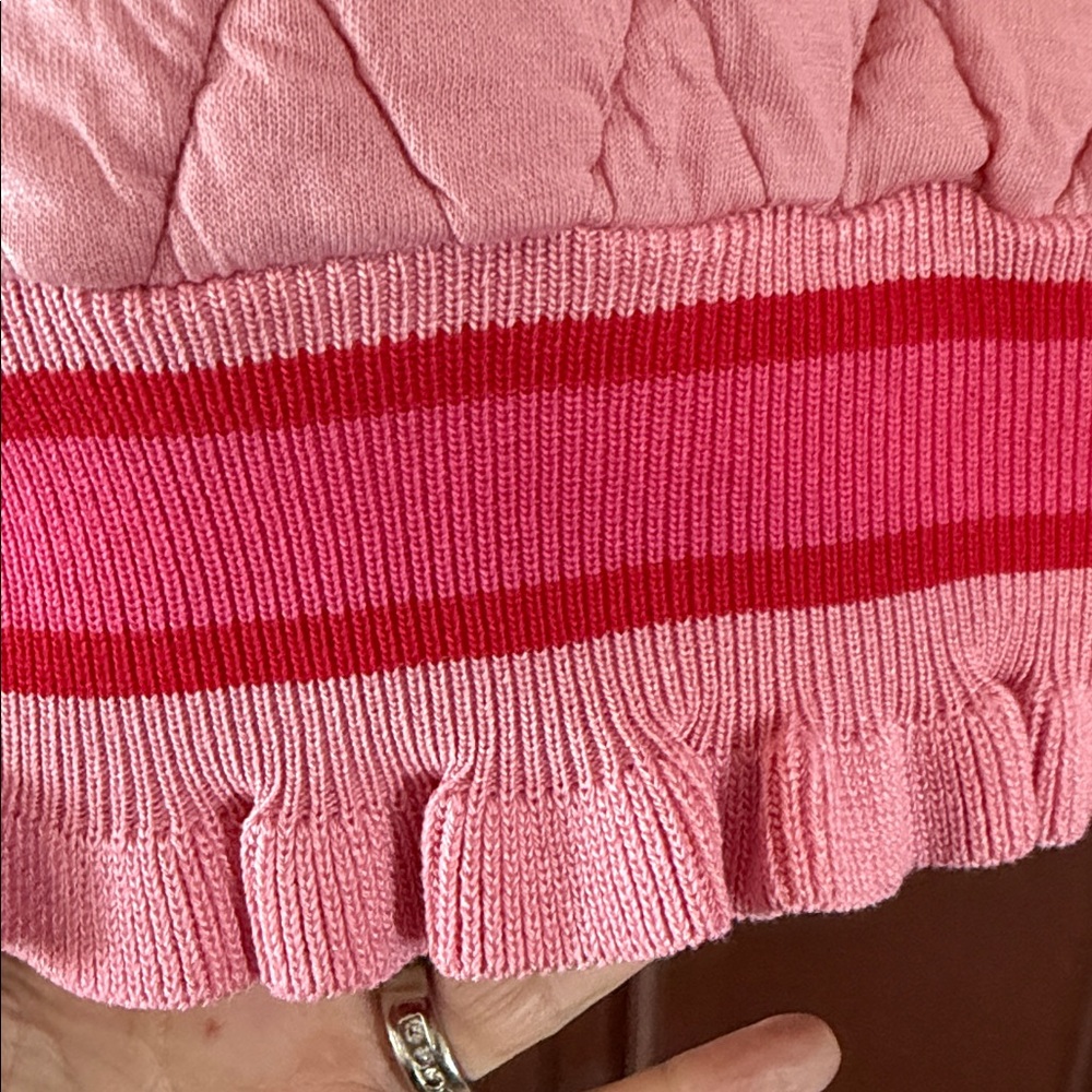 BiBi Pink Quilted Sweater with Ruffle Trim - Picture 5 of 5